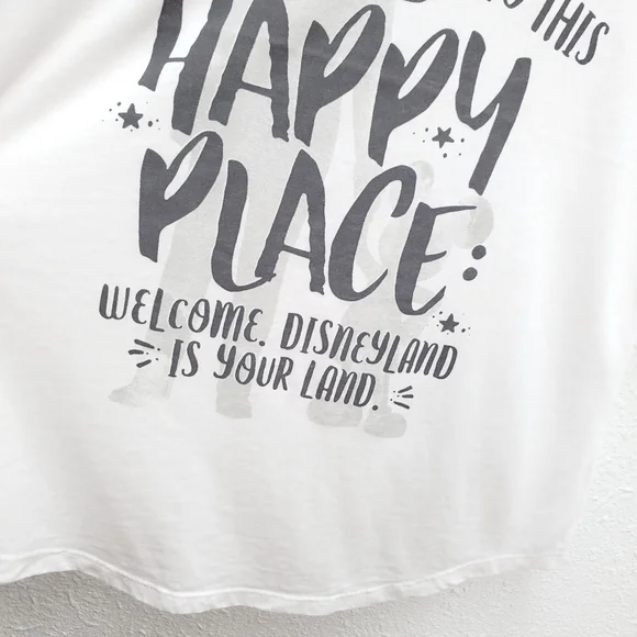 NWT Disney Store Park Ringer Style "Happy Place" Mickey Mouse Graphic Tee Shirt - Picture 4 of 10
